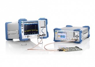 Rohde and Schwarz FSC Spectrum Analyzer (left) with SMC100A signal generator