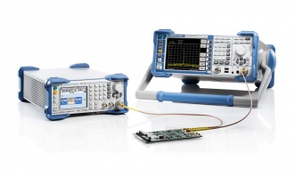 Rohde and Schwarz SMC100A signal generator (left) with FSL spectrum analyzer (right)