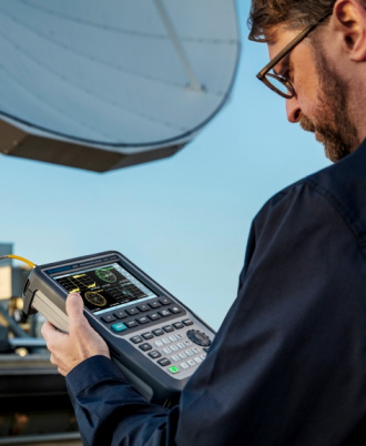 Rohde & Schwarz ZNH series handheld vector network analyzer in use