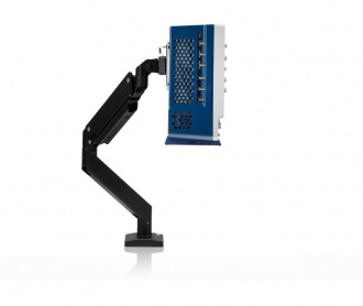 Rohde and Schwarz MXO 5 Series scope on VESA monitor stand (not supplied) with optional VESA bracket