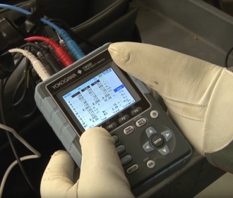 Yokogawa CW500 hand-held power analyzer - in use